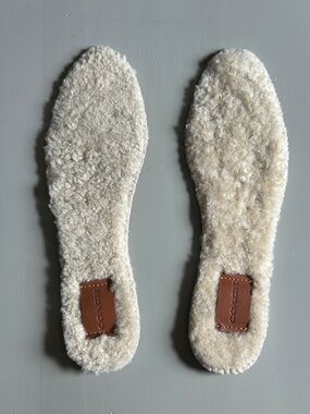 Coach Cream Shearling Insoles with Leather Logo Patch-New